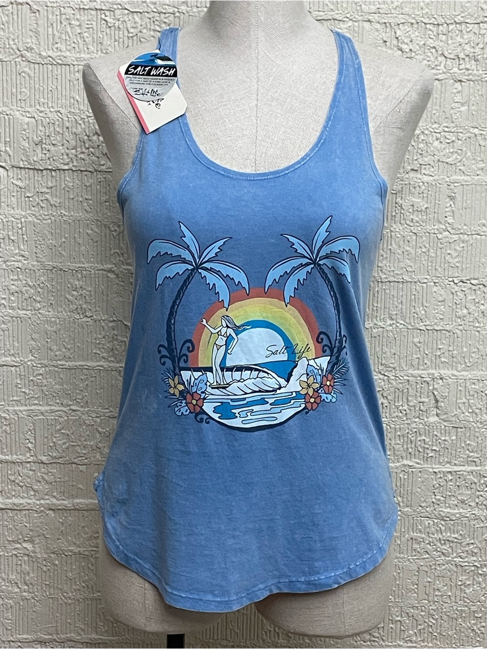 Salt Life Blue Rainbow Palm Graphic Tank
